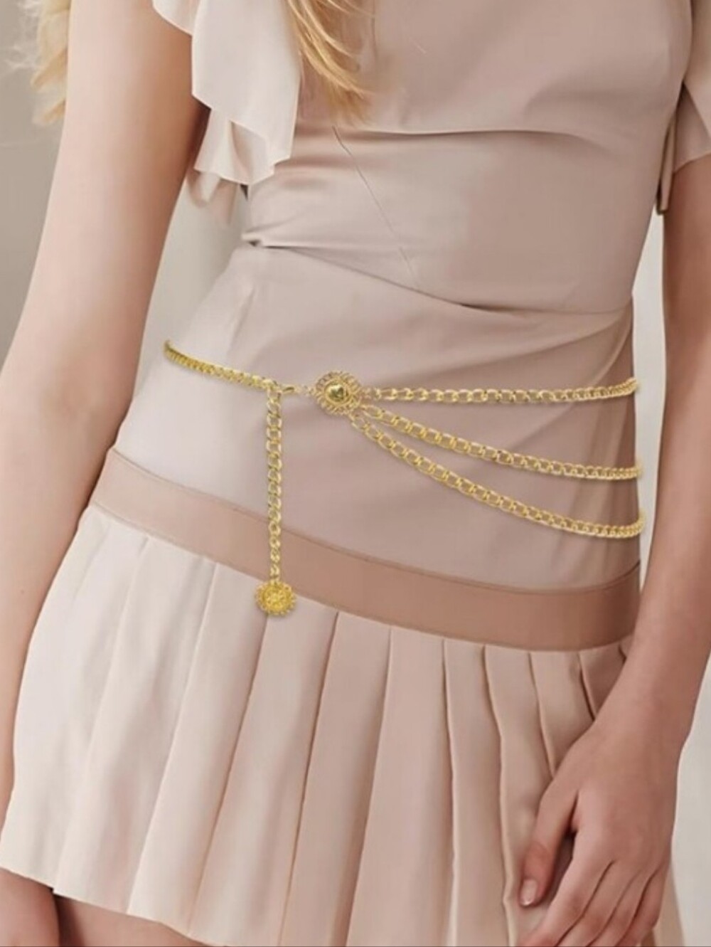 Gold Chain Waist Belt - Elegant Draped Women’s Accessory